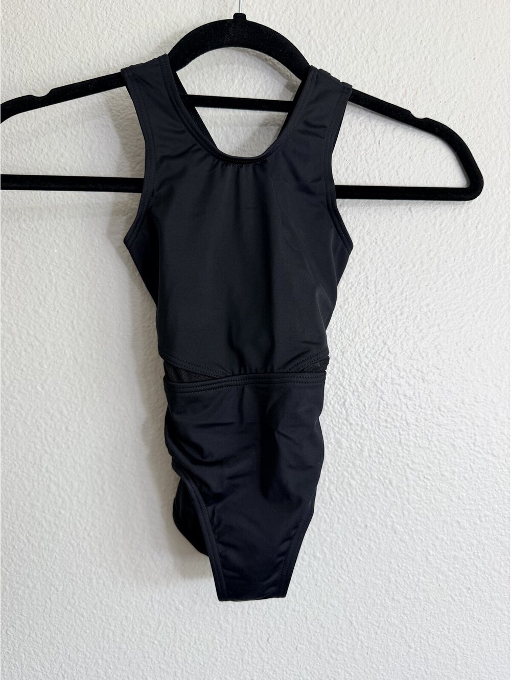 Balera Black Multi Strap Back Dance Leotard Mesh Waist Girls Size SC Style 14777